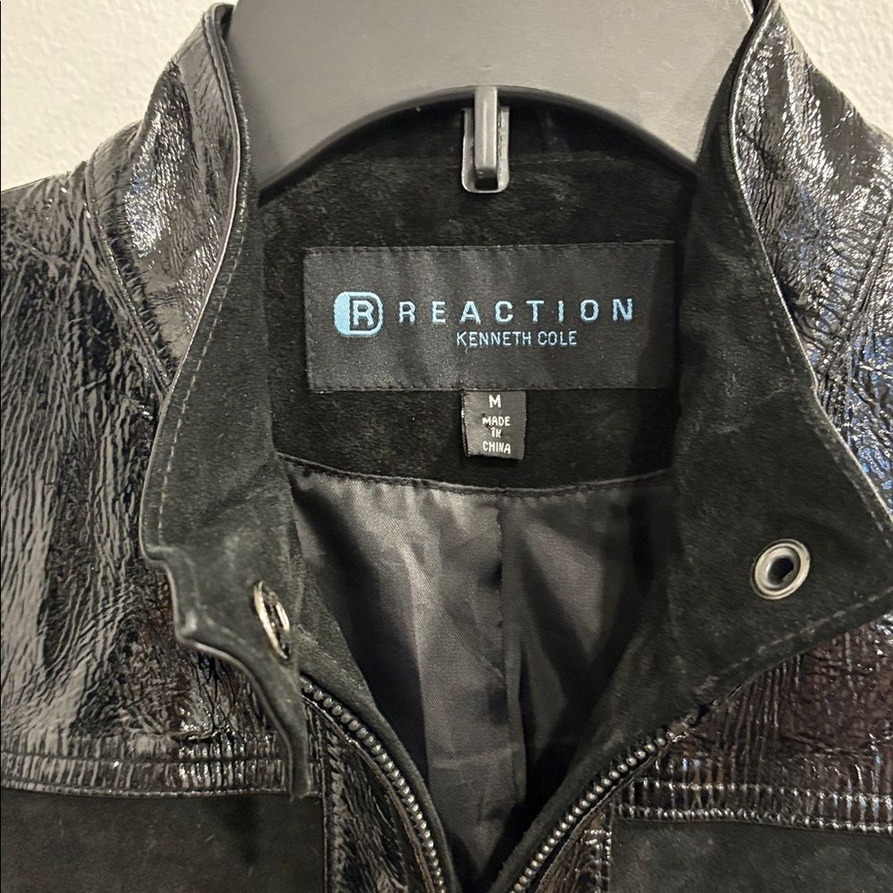 Leather/Suede Kenneth Cole Reaction Women’s 
Glossy Black Leather Suede Jacket - Picture 2 of 13